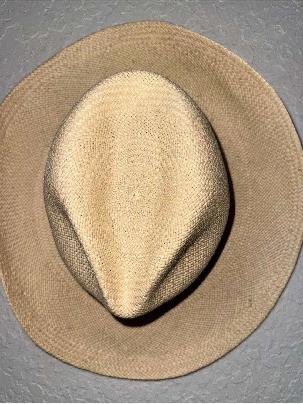Pantropic Genuine Panama Hat Natural Straw Fedora Wide Brim Black Band Unisex